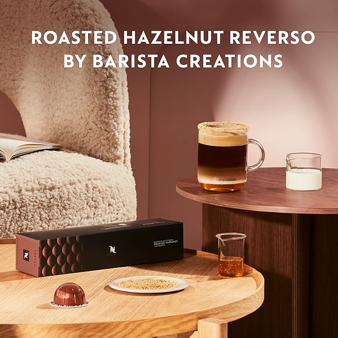 Nespresso Capsules Vertuo Roasted Hazelnut Medium Roast Coffee 30 Count Coffee Pods Brews 7.8oz.