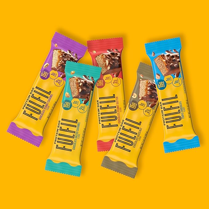 FULFIL Protein Snack Bars Chocolate Hazelnut Flavored Gluten Free with 15g Protein Pantry Staples 12 Count