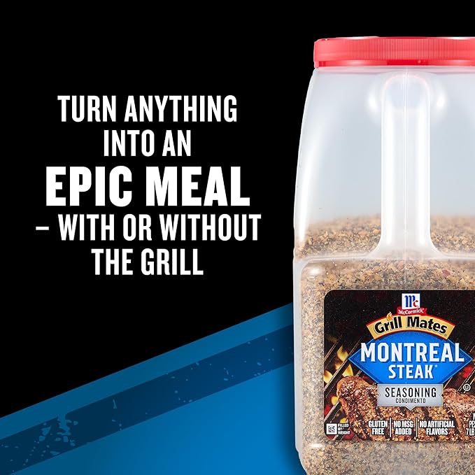 McCormick Grill Mates Montreal Steak Seasoning 7 lb - One 7 Pound Container Montreal Steak Rub Seasoning Ideal for Steaks Ribs Burgers and Vegetables for a Zesty Flavor