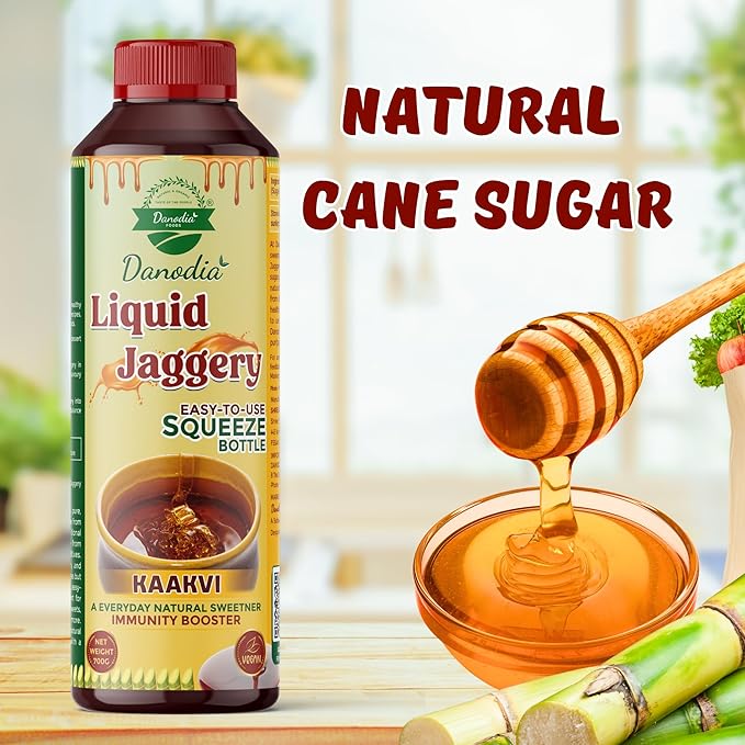 Danodia Foods LIQUID JAGGERY SYRUP (700g/1.54 lb) | Natural Sweetener from Sugarcane | No Preservatives | Rich in Minerals | Alternative to Refined Sugar