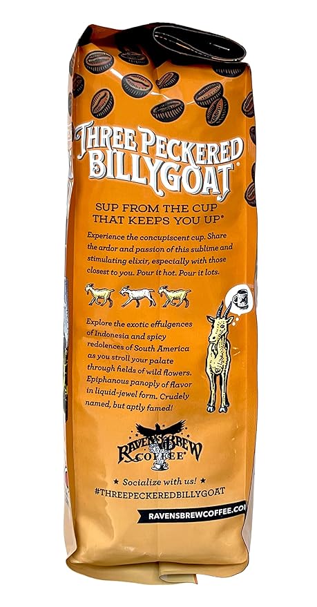 Raven's Brew Coffee High Caffeine Coffee Dark Roast Whole Bean – Three Peckered Billy Goat 2-pack of 12oz