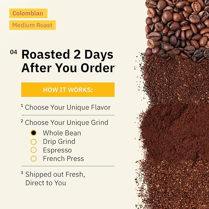 Colombian Medellín Coffee Beans - Single Origin Medium Roast Coffee Beans Freshly Roasted To Order Organic Drip Grind Coffee Specialty Grade Fair Trade and Non-GMO - 1LB