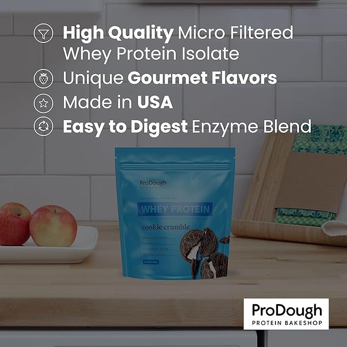 ProDough Gourmet Whey Isolate Hydrolized Protein Powder for Shake Mix- Easy Digest Enzyme Blend 25g Protein per Serving Natural Ingredients Gluten Free Keto Friendly (Orange Cream)