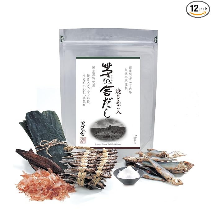Kayanoya Dashi Original Dashi Stock Powder Dashi Powder with Superb Flavor from Skipjack Tuna Flakes Round Herring Grilled Flying Fish and More (8g Packets x 12)