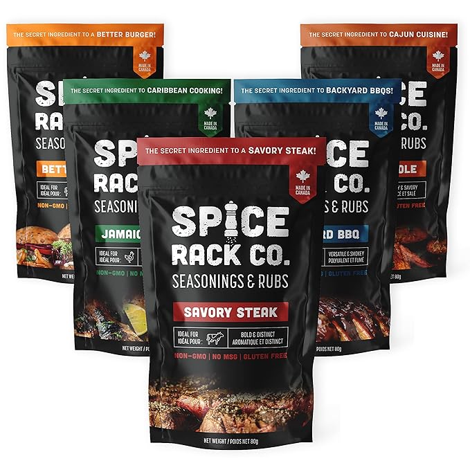 Spice Rack Co. BBQ Seasonings And Rubs - Smoking &amp Grilling Spices and Seasonings Sets Grilling Accessories &amp Smoker Accessories Unique Fathers Day Gift For Dad Gifts For Father's Day (5 Pa