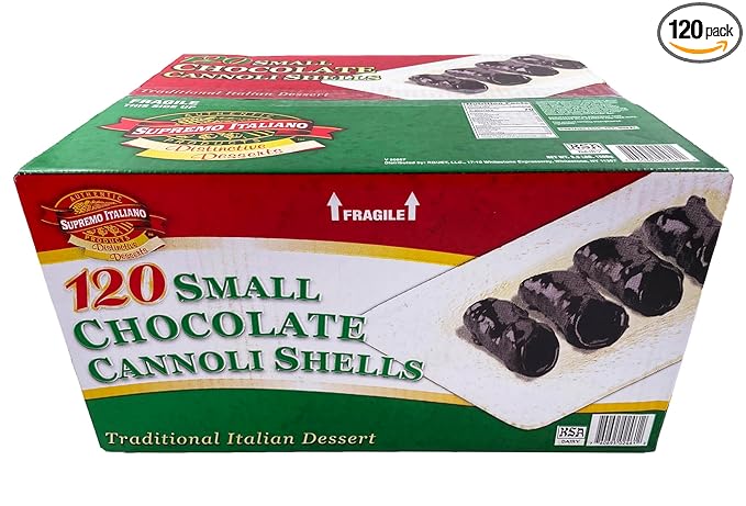 Supremo Italiano Small Chocolate Cannoli Shells | Kosher | 120 Count
