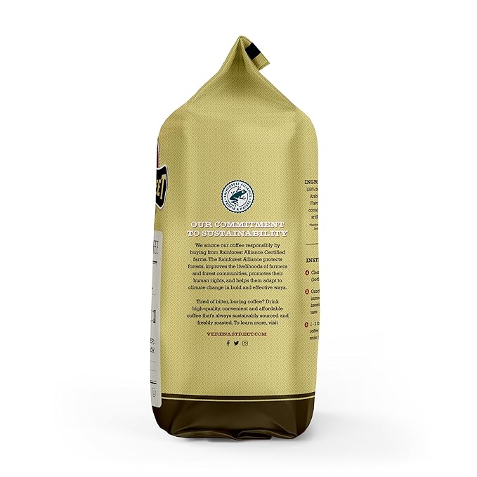 Verena Street 2 Pound Whole Bean Swiss Water Process Decaf Beans Sunday Drive Decaffeinated Medium Roast Rainforest Alliance Certified Arabica Coffee
