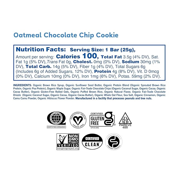 GoMacro MacroBar Organic Vegan Protein Bars - Mint Chocolate Chip &amp Oatmeal Chocolate Chip (2.3 Ounce Bars 12 Count) (Pack of 2)