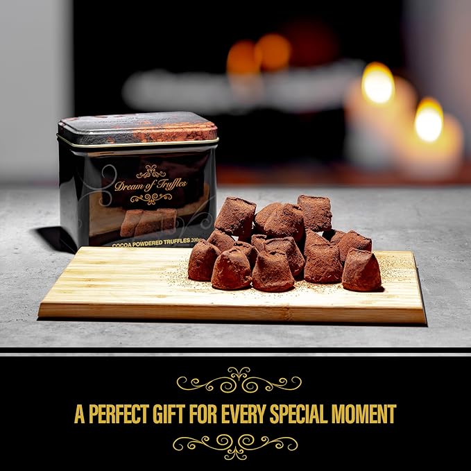 Dream of Truffles - Cocoa Powdered Dark Truffles | Rich &amp Decadent Flavor | Dark Cocoa Candy Truffles in a Premium Gift Box | Smooth &amp Creamy texture | Made in Sweden | 200g