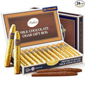 Madelaine Solid Premium Milk Chocolate Cigar Gift Box - Made with Fresh Milk Cocoa Bean &amp Swiss-Formulated Chocolate - Ideal for Father's Day - 24 Count Individually Wrapped in an Elegant Hard Bo