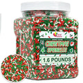 Christmas Sprinkles Bulk - 1.6 Pounds - Holiday Jimmies - Red White and Green Xmas Baking Toppings for Cookies Cakes Cupcakes and More!