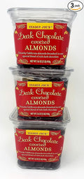 Trader Joes Dark Chocolate Covered Almonds - Pack of 3 Tubs - 16 oz per Tub