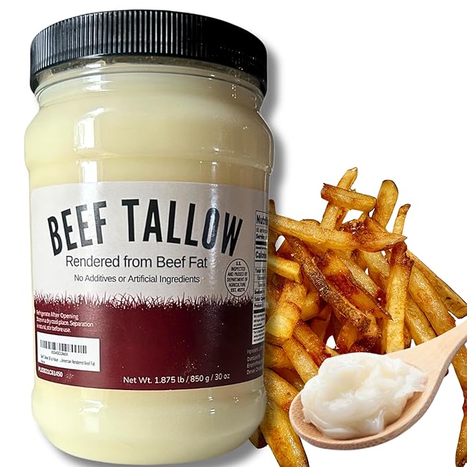 Beef Tallow 30 oz Value - 100% Rendered Beef Fat Shelf Stable Fits in Fridge and Pantry