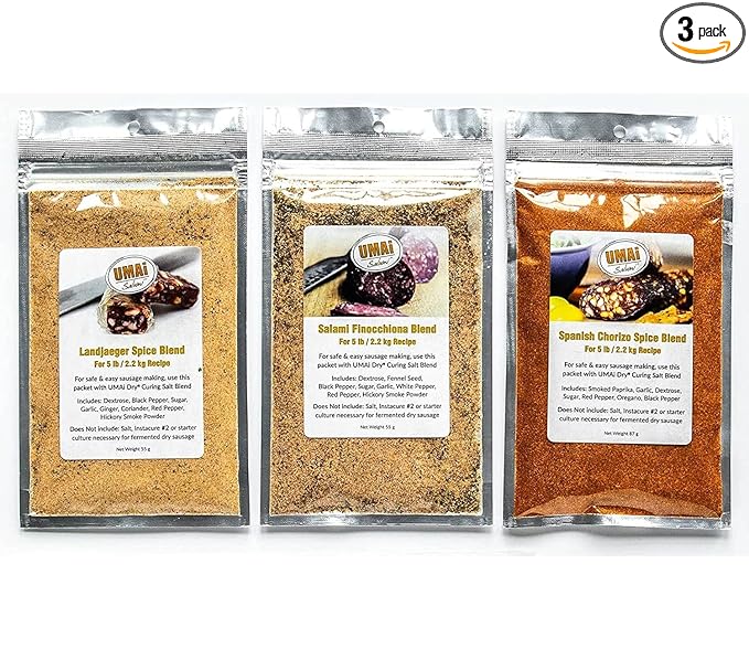 UMAi Dry Sausage Spice Bundle (Landjaeger Spanish Chorizo Finocchiona)