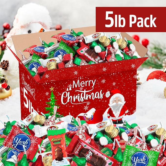 Christmas Chocolate Mix 5lb Pack of Christmas Candy Individually Wrapped Perfect Chocolate Candy for Stocking Stuffers and Special Holiday Moments