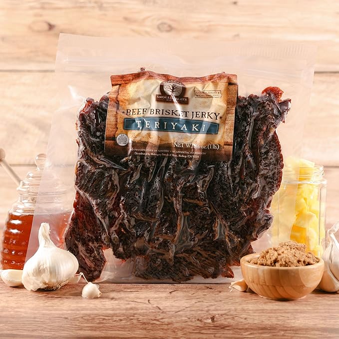 Mahogany Smoked Meats: Teriyaki Brisket Jerky - 16oz