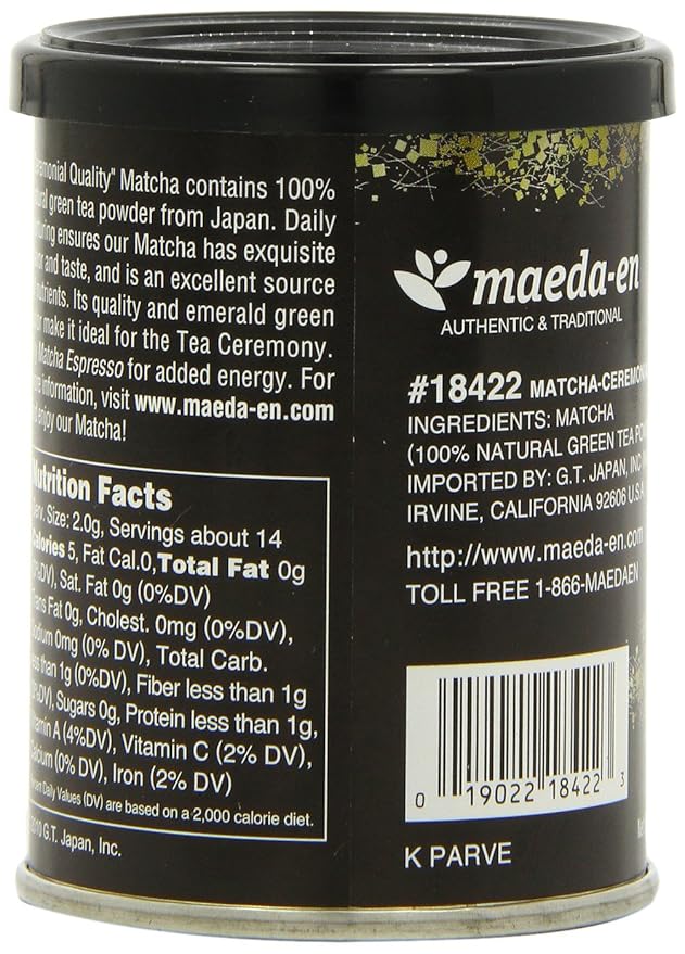 Maeda-En Matcha Ceremonial Quality Green Tea Powder 1-Ounce