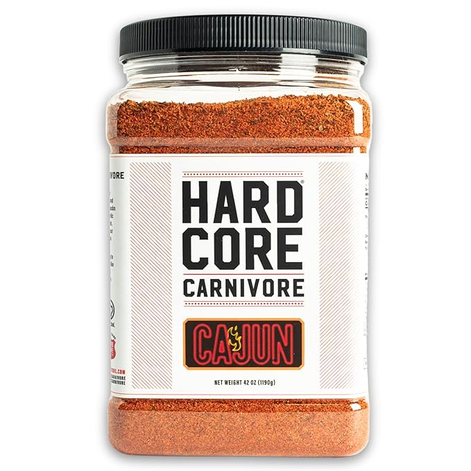 Hardcore Carnivore Cajun Seasoning (42 oz Mega Pack) Texas-Made Authentic Blend for Gumbo Red Beans and Rice Jambalaya and More
