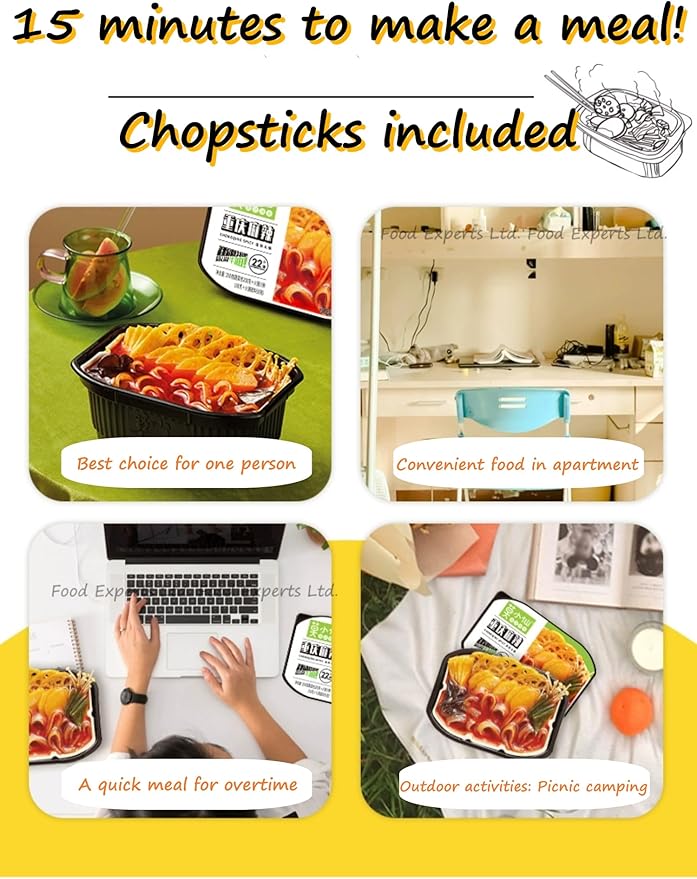 Moxiaoxian Self Heating Hot Pot no Electric Self Cooking Sichuan soup base instant noodles (Hot Pot [Mildspicy] BOX OF 6)