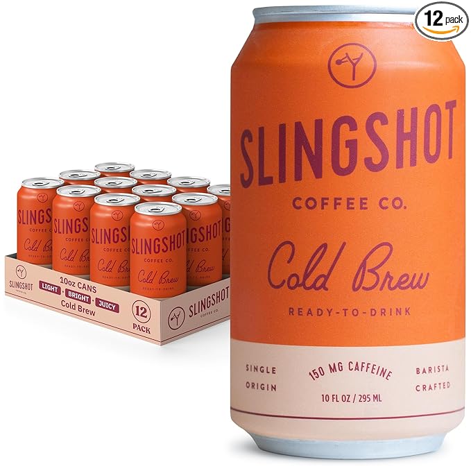 Organic Cold Brew Coffee 12-Pack – Single Origin Ethiopian Unsweetened Black Coffee Clean &amp Bright Flavor 150 mg Natural Caffeine Ready-to-Drink 10 oz Cans
