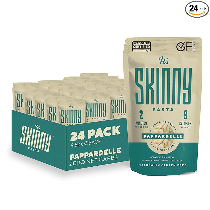 It’s Skinny Pappardelle Pasta – Low Carb Pasta Gluten Free Keto &amp Vegan-Friendly Shirataki Konjac Sugar-Free High in Fiber Only 4.5 Calories Per Serving Ready in 2 Minutes (24 Packs)
