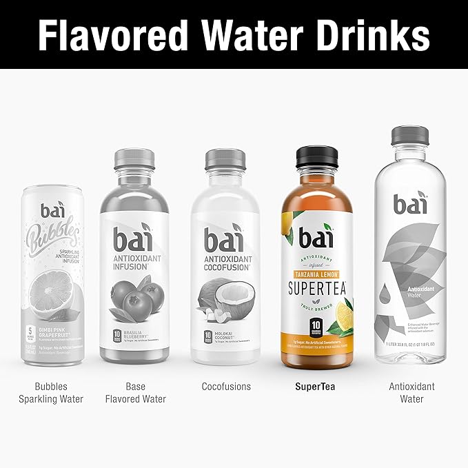 Bai Iced Tea Tanzania Lemon Antioxidant Infused Supertea Crafted with Real Tea (Black Tea White Tea) 18 Fluid Ounce Bottles (Pack of 12)