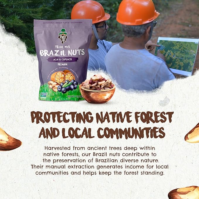 Snack Açaí Trail Mix 7 oz – The True Organic Brazil Nuts Roasted + Açaí Fruit Nibs + Cupuaçu Fruit Nibs – Nutrient-Rich and Practical Combo – Fresh Vegan and Gluten Free – Forest Up