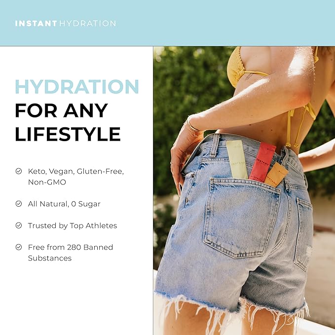 Instant Hydration Electrolytes Powder Packets - Variety Pack - Zero Sugar - Keto Vegan Gluten-Free Non-GMO - Boost Recovery Brain Function Muscle &amp Tissue Health - 12 Sticks