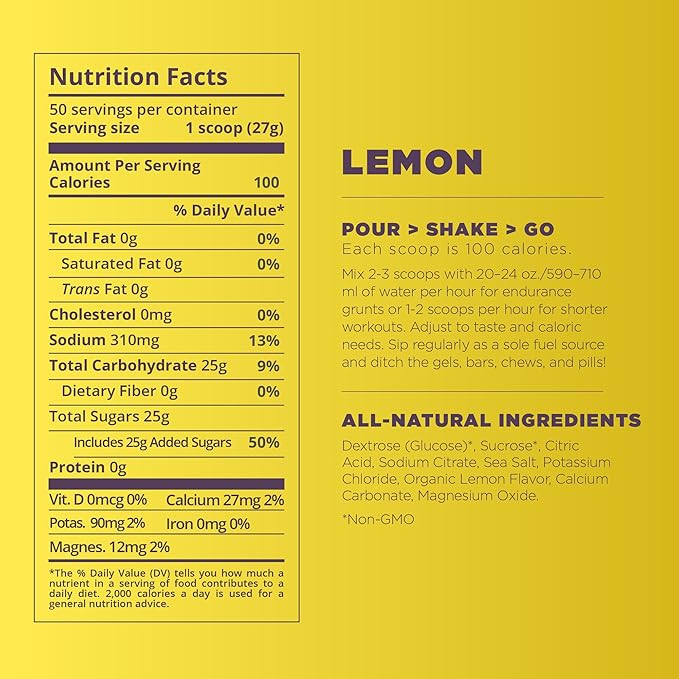 Tailwind Nutrition Endurance Fuel Carbohydrate &amp Electrolyte Sports Drink Mix Powder Gluten-Free Vegan Lemon 30 Servings