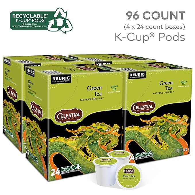 Celestial Seasonings Green Tea Single-Serve Keurig K-Cup Pods 96 Count