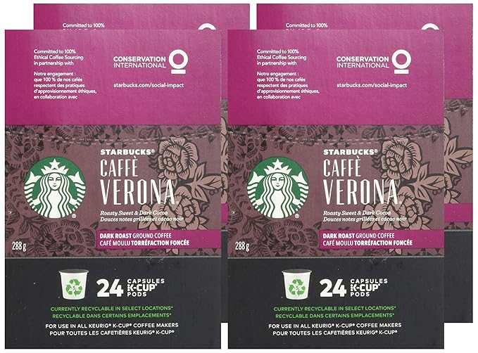 Starbucks Caffe Verona Dark K-Cup for Keurig Brewers 24 Count (Pack of 4)