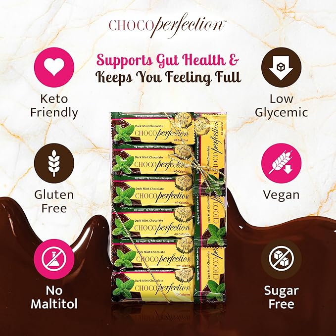 Chocoperfection Sugar Free Dark Mint Chocolate- 10g Bars (Pack of 30)