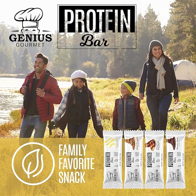 Genius Gourmet Protein Bar Iced Lemon Cake Keto Snack Low Carb Low Sugar &amp Gluten Free Protein Snacks for Adults 10G of Whey Protein per Protein Bar 5 Net Carbs 10 Count