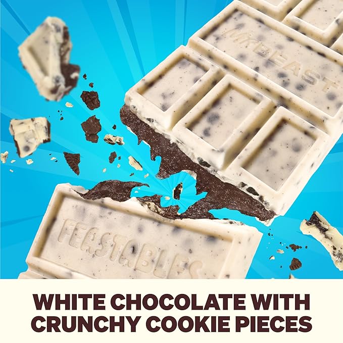 Feastables MrBeast Milk &amp Cookies Variety Pack King Size Milk Chocolate &amp Cookies &amp Creme Bars 2.1oz 20ct