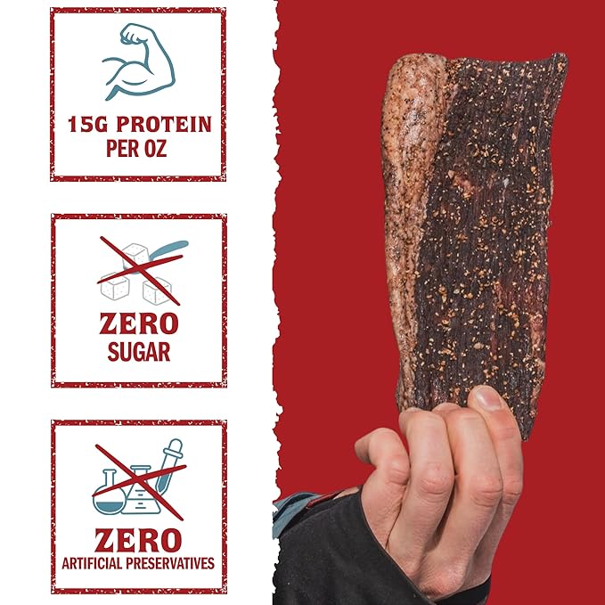 Biltong Depot Original Beef Biltong Slab with Fat – 8oz | Air-Dried Beef Jerky Snack | High Protein | Zero Sugar | Keto &amp Paleo Friendly | Gluten Free | No Artificial Preservatives | No MSG