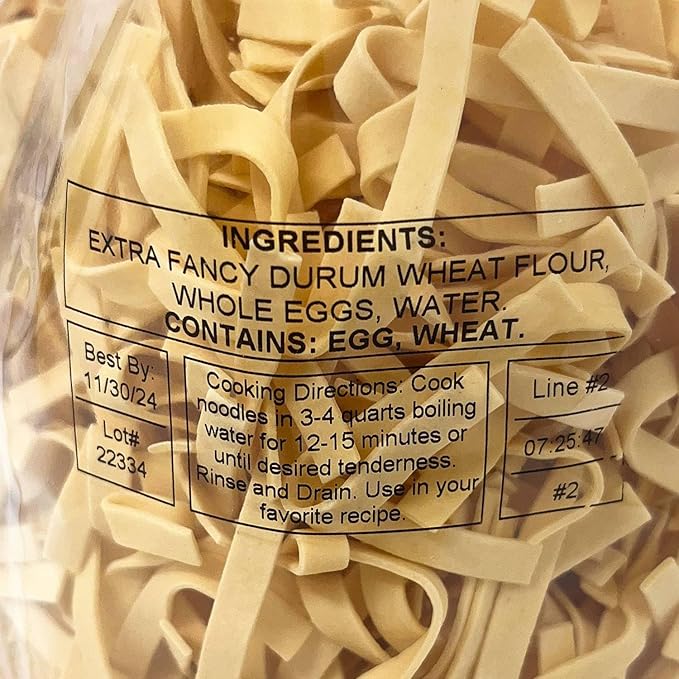 Lehman's Homemade Egg Noodles All Natural USA Made Amish Pasta Case of Four Big 40 oz Bags Medium .25 inch Width