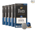 Peet's Coffee Medium Roast Decaf Espresso Capsules Compatible with Nespresso Original Machine Decaffeinated Arabica Coffee - Decaf Ristretto Intensity 10 50 CT (5 Boxes of 10 Espresso Capsules)
