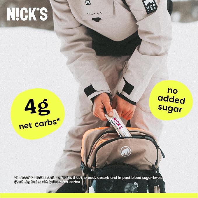 Nick’s Protein Bars Peanut Butter – 12-Count Box | High Protein Low Calories Low Carbs Keto Friendly No Added Sugar (12 bars x 50g)