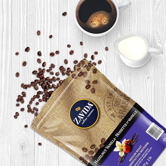 Zavida Premium Hazelnut Vanilla Whole Bean Coffee 2 LB
