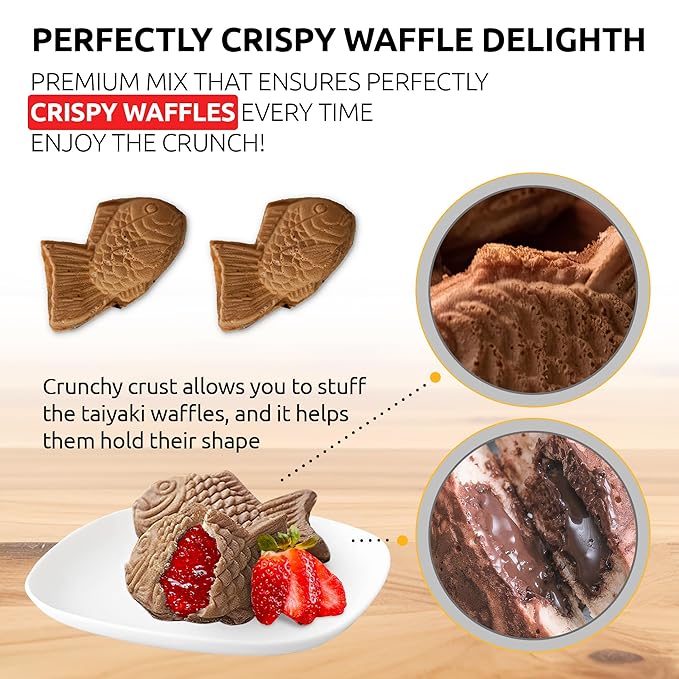 OldSoul Professional Taiyaki Waffle Mix | Crispy | Chocolate Flavor | 30 Lbs | 504 Waffles (30 Lbs Traditional)
