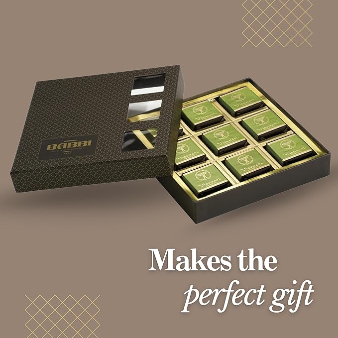 Babbi Viennesi Pistachio Flavor 9 Pieces Italian Cream-Filled Wafer Cookies Thin Vanilla Wafers Covered in Chocolate Perfect for Gift Giving