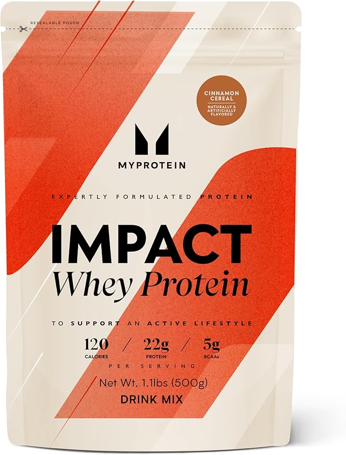 Myprotein Impact Whey Protein Powder 1.1 Lbs (15 Servings) Cinnamon Cereal 22g Protein &amp 5g BCAA Per Serving Protein Shake for Superior Performance Muscle Strength &amp Recovery Gluten Free