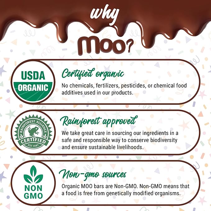 Moo Chocolates Organic Solid Milk Chocolate Large Bars 1.4 oz 14 ct (Pack of 1) | USDA Organic Non-GMO | 110 Calorie Snacks for On-the-Go Lunchboxes Office