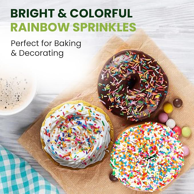 TOSS Rainbow Sprinkles Jimmies 7 Pounds Cake Decorating Topping for Baking and Ice Cream Resealable Container