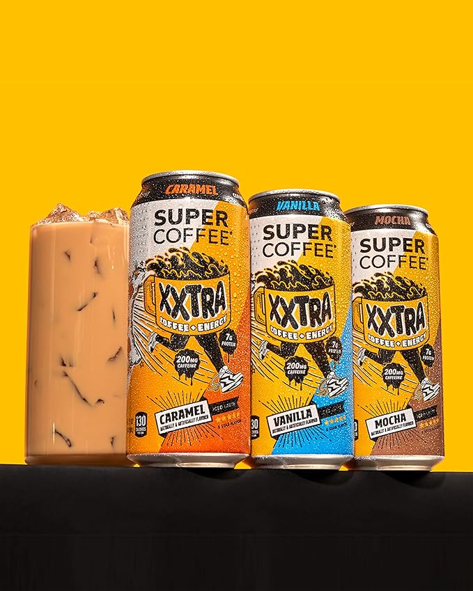 Super Coffee XXTRA Keto Protein Coffee (0g Added Sugar 7g Protein 130 Calories) [Caramel] 15 Fl Oz 12 Pack | Iced Smart Coffee Drinks - SoyFree GlutenFree