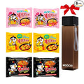 Korean Spicy Ramen Samyang Variety Pack (6 Pack) – Hot Chicken Cheese and Carbonara Flavors with FREE MOOCHI Reusable Water Bottle — Custom bundled by MOOCHI