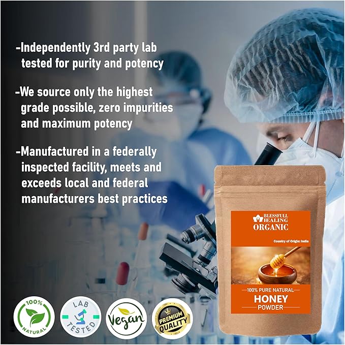 Blessfull Healing Organic Honey Powder 100% Pure Natural 200 Gram / 7.05 oz