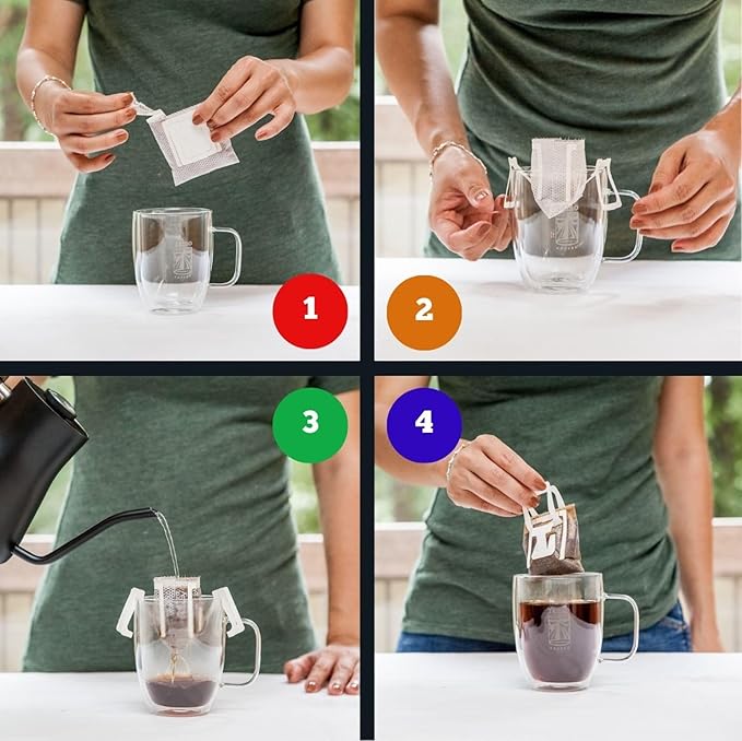 Tribo Coffee Single-Serve Portable Pour Over Drip Coffee - Indonesia Sumatra Natural - 5 Servings (Medium Roast)