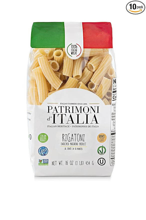 Patrimoni d'Italia Rigatoni 1 Pound (Pack of 10) Yellow Typical of the Dry Pasta