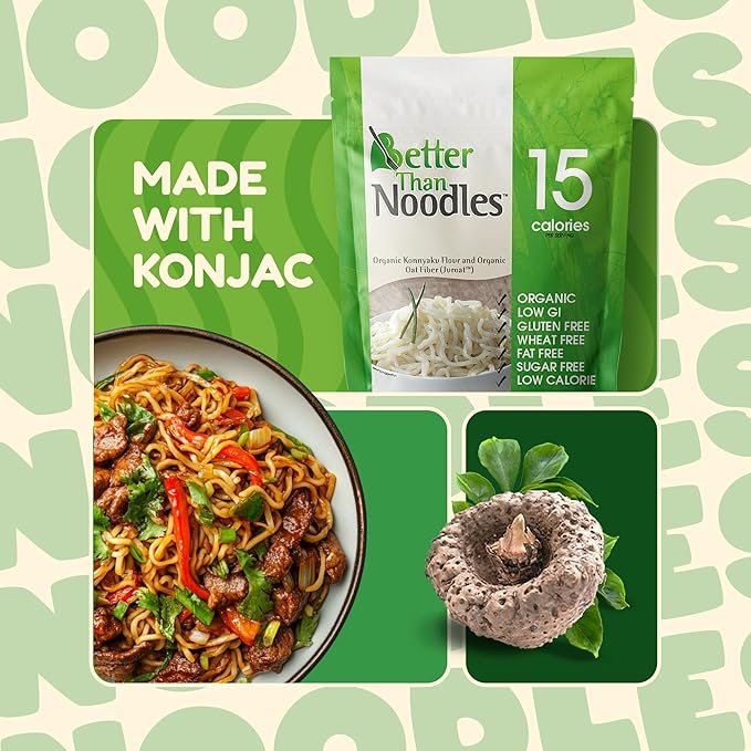 Better Than Noodles - USDA Organic Certified Shirataki Noodles Low Carb Keto-Friendly Gluten-Free No Odor Instant Ready Konjac Pasta &amp Rice Alternative – 14oz (Pack of 6)